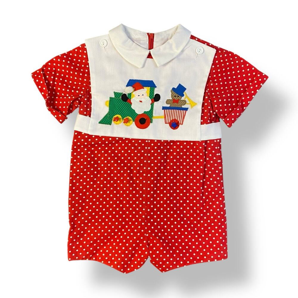 Betty Torrell by Johnston Vintage Boys Christmas Romper Size 2T Heirloom‎